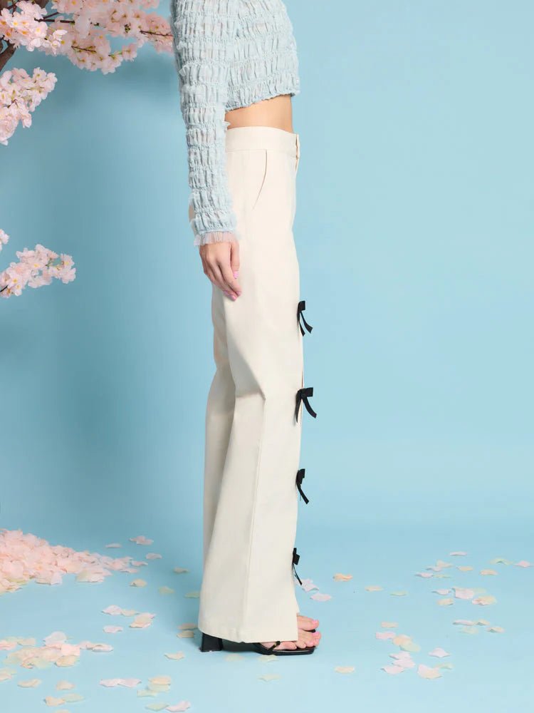 Sister Jane - Ivy Bow Trousers - Cream Ivory-Pantalons et Shorts-