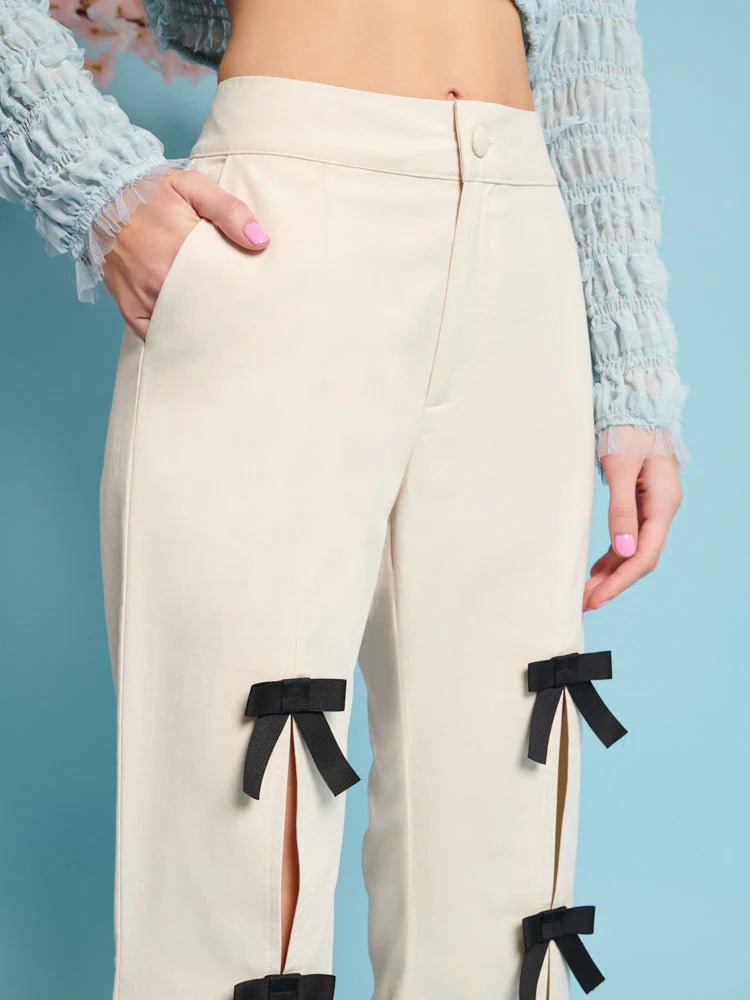 Sister Jane - Ivy Bow Trousers - Cream Ivory-Pantalons et Shorts-