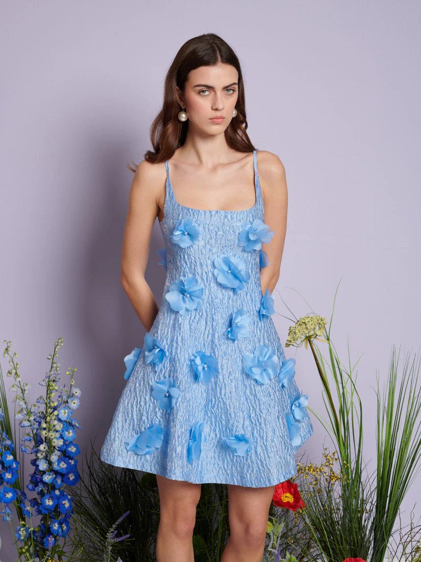 Sister Jane DREAM - Blooming Jacquard Mini Dress - Cornflower Blue - Robes - DRD613BLE