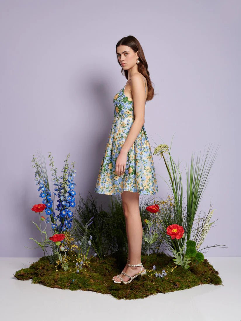 Sister Jane DREAM - Marigold Jacquard Mini Dress - Yellow, Green and Blue - Robes - DRD617BLE