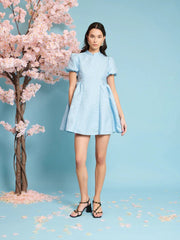 Sister Jane - Nara Jacquard Mini Dress - Pastel Blue-Robes-