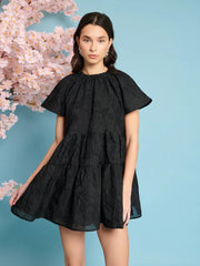 Sister Jane - Paper Rose Organza Dress - Black-Robes-