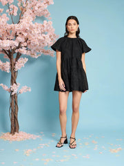 Sister Jane - Paper Rose Organza Dress - Black-Robes-