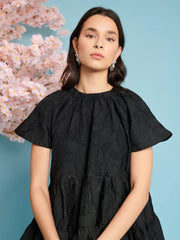 Sister Jane - Paper Rose Organza Dress - Black-Robes-