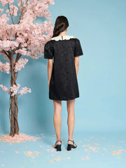 Sister Jane - Songbird Jacquard Mini Dress - Coal Black-Robes-