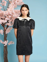 Sister Jane - Songbird Jacquard Mini Dress - Coal Black-Robes-