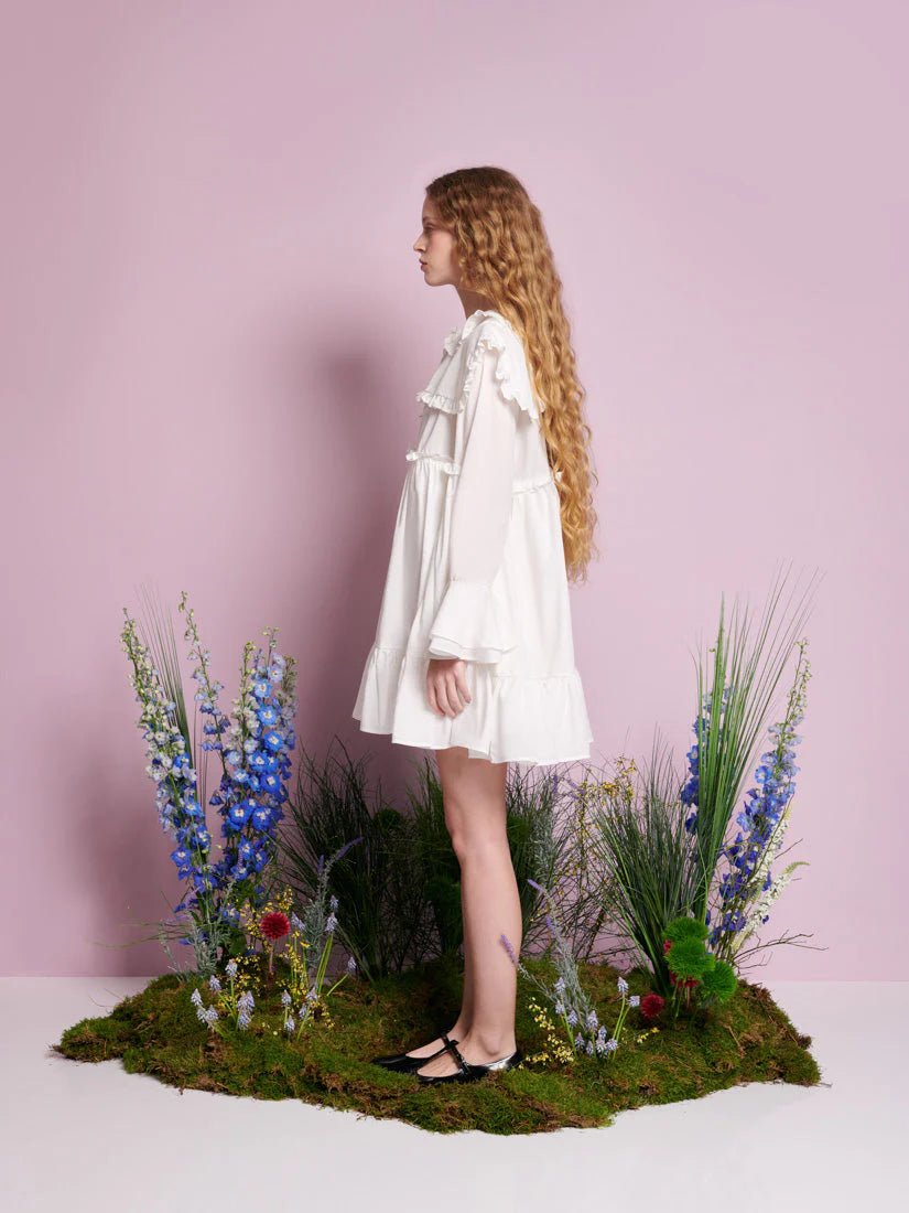 Sister Jane - Sweet Pea Collar Mini Dress - Pearled White - Robes - DR2273WHT