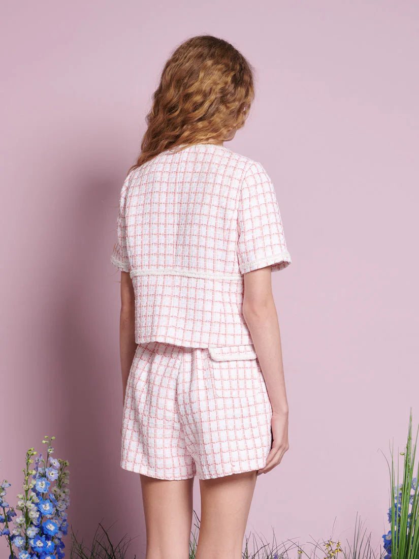 Sister Jane DREAM - Wildflower Tweed Tie Top - White Check - Tops - TO591WHT