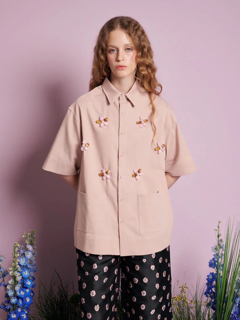 Sister Jane - Glen Beaded Boxy Shirt - Blush Pink - Tops - BLM147PNK