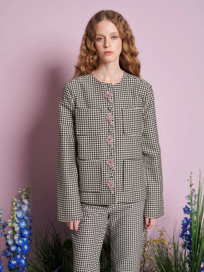 Sister Jane DREAM - Petal Houndstooth Jacket - Black & White - Vestes et Manteaux - JK320BNW