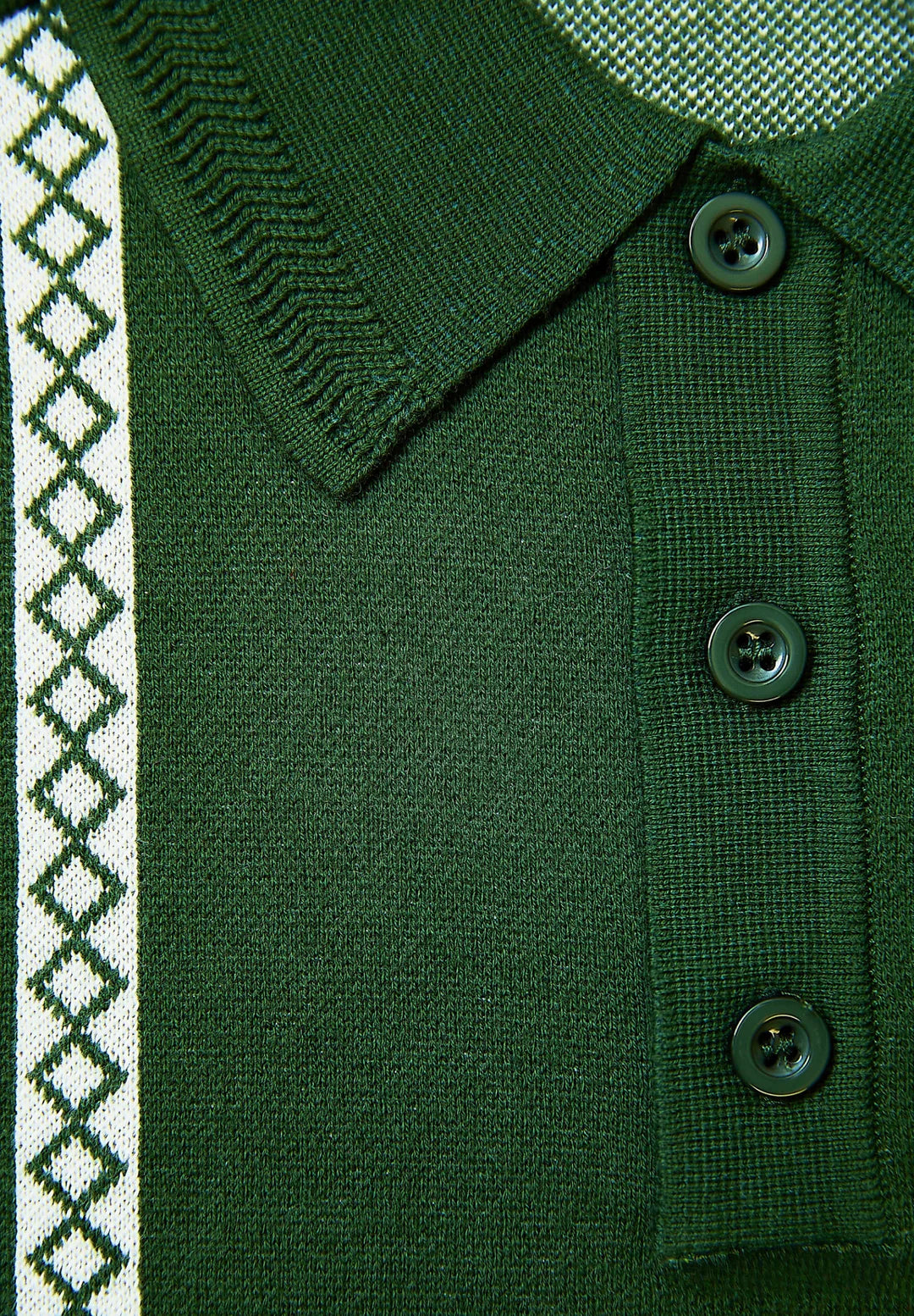 House Of Sunny - VOL2771 Stripe Knitted Rugby Shirt - Emerald Green