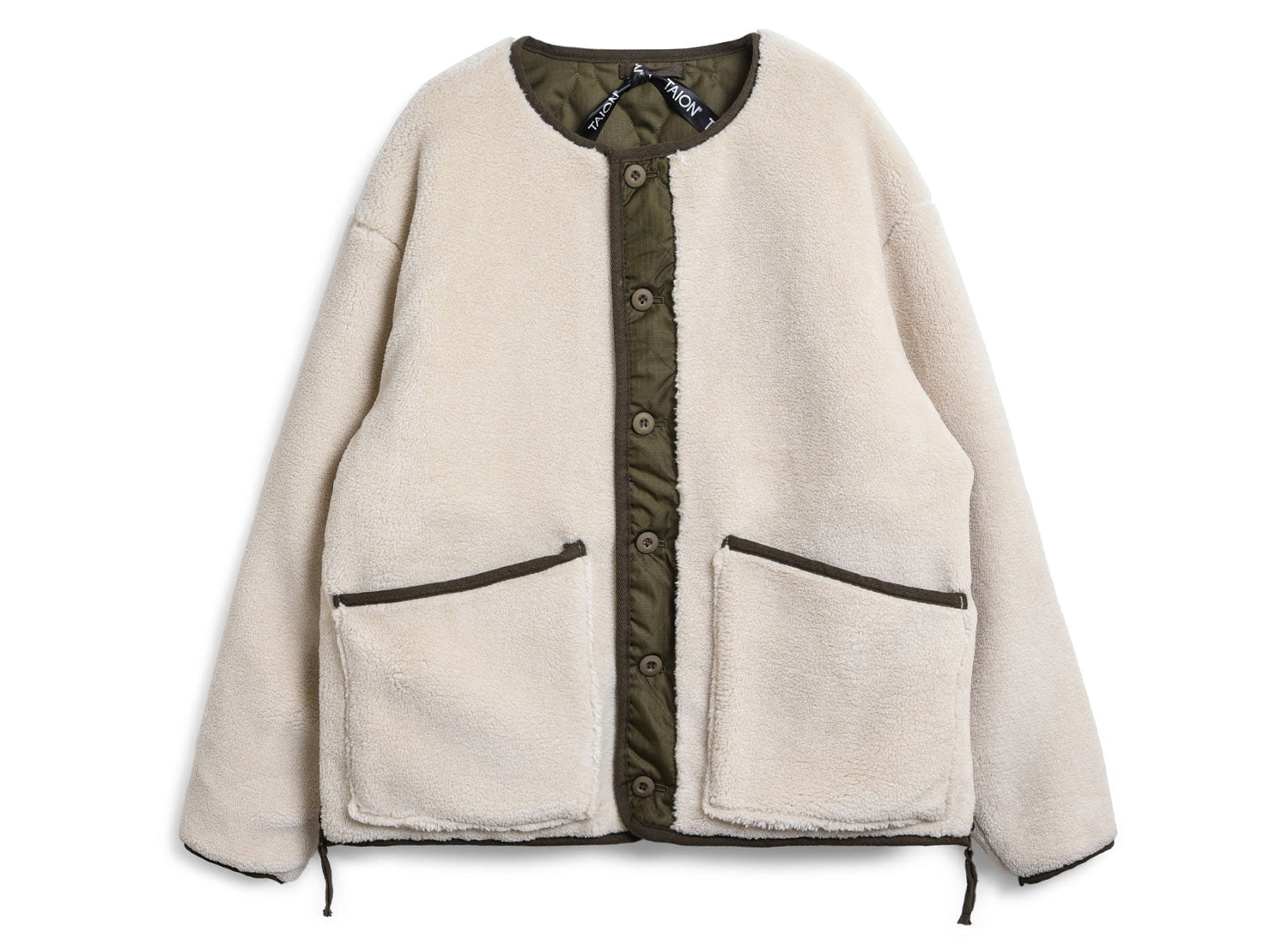 Taion - Unisex military reversible crew neck down jacket - Dark Olive/cream - Vestes et Manteaux - R104BML-1