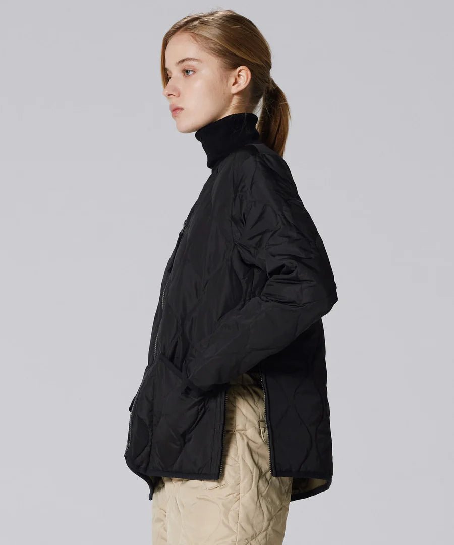 Taion - Unisex Military Zip V Neck Down Jacket - Black - Vestes et Manteaux - TAION-101ZML-1