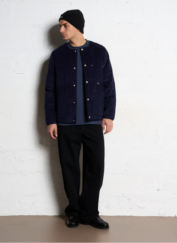 Taion - Work Crew Neck Corduroy x Down Jacket - D. Navy