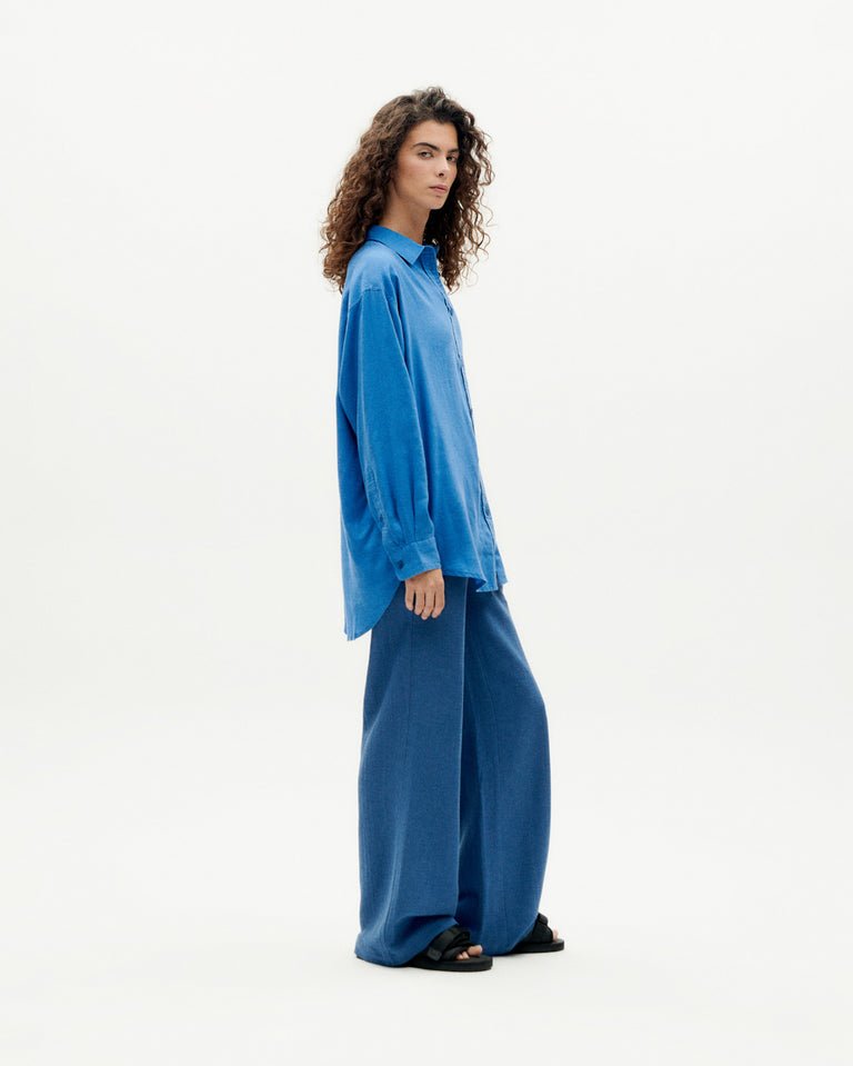 Thinking Mu Femme - Gia Oversize Blouse - Heritage Blue-Chemisier-WBL00125