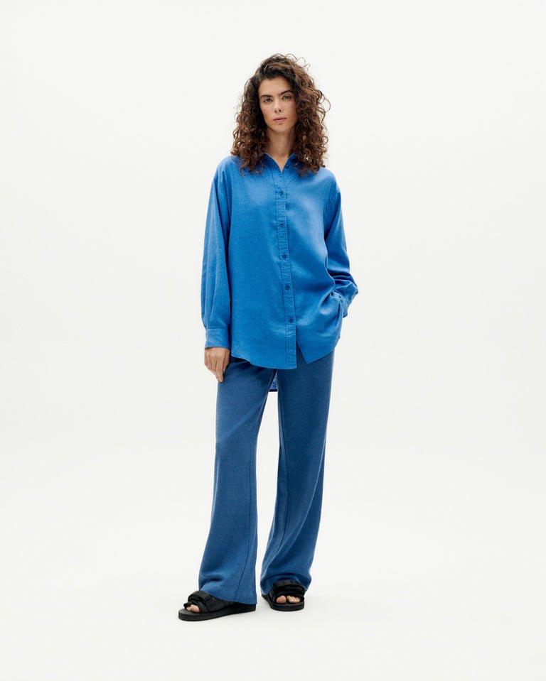 Thinking Mu Femme - Gia Oversize Blouse - Heritage Blue-Chemisier-WBL00125