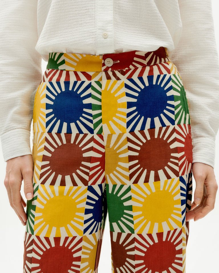 Thinking Mu Femme - Mariam Pants - Big Sol Grid-Jupes et Pantalons-WPT00176