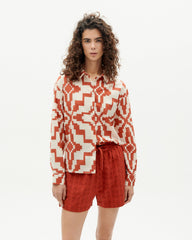 Thinking Mu Femme - Cuadrito Geranio - Red - Pantalons et Shorts - WST00063