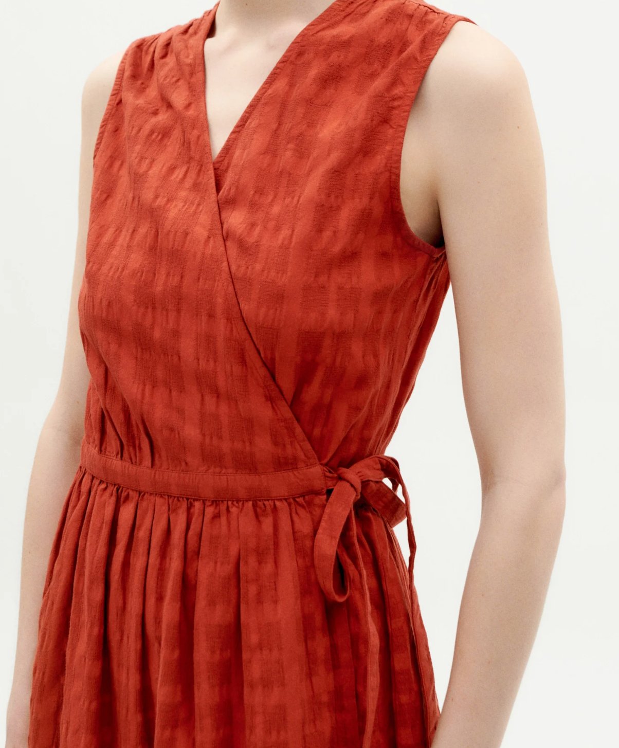 Thinking Mu Femme - Orangered Cuadrito Amapola Dress - Red-Robes-WDR00224