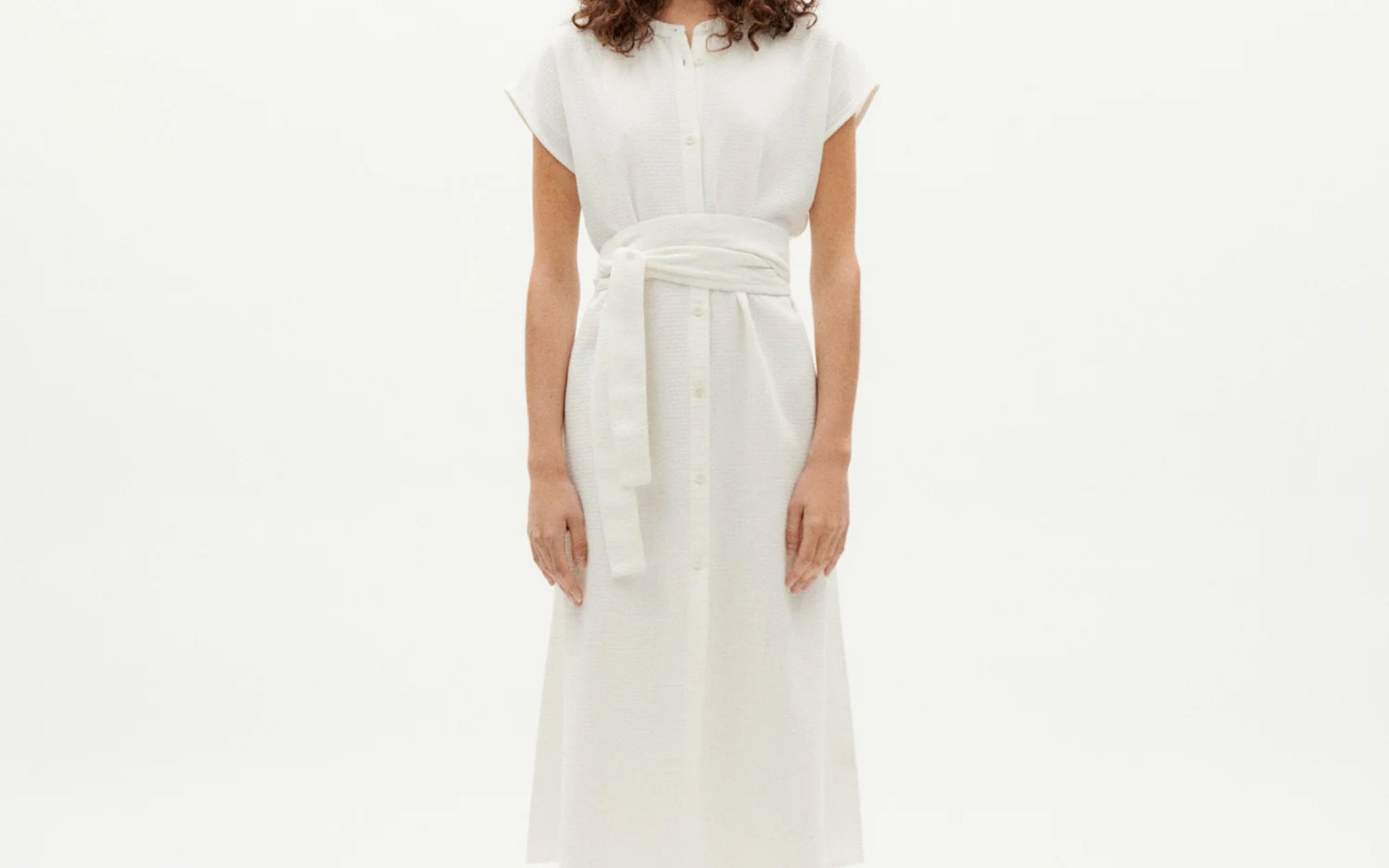 Thinking Mu Femme - Undyed Loop Gretel Dress - White-Robes-