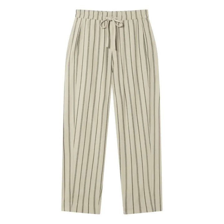 Thinking Mu - Canvas Stripes Esther Pants - Fog--8435512854445