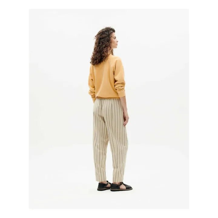Thinking Mu - Canvas Stripes Esther Pants - Fog--8435512854445