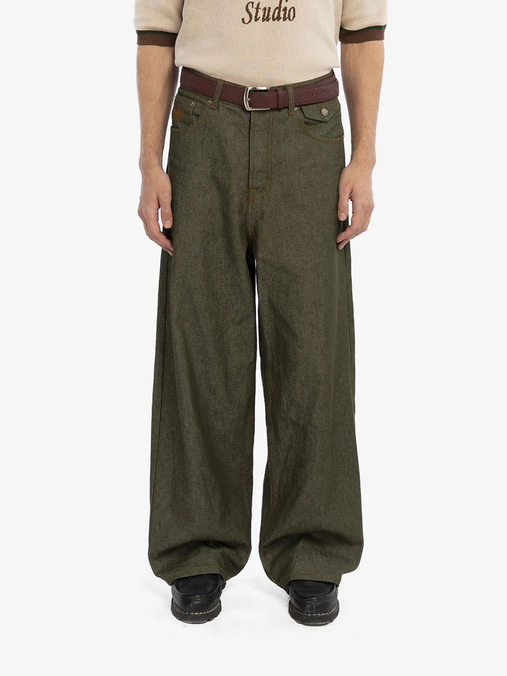 Walk in Paris - Raw Green Denim Baggy Pants - Pantalons et Shorts - 