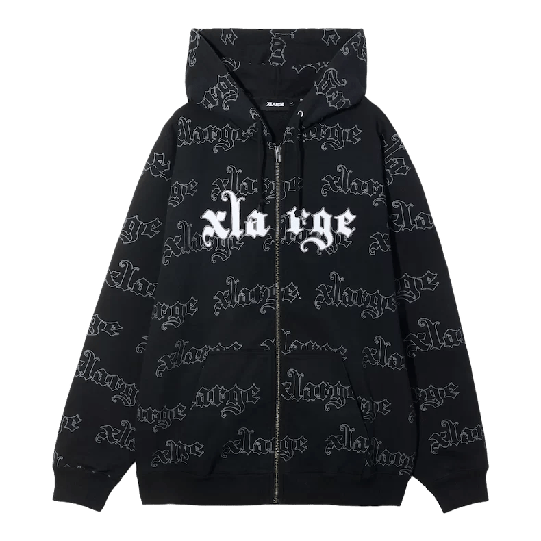 XLarge - Allover Logo Zip Hooded Sweatshirt - Black - Pulls et Sweats - F201253012012
