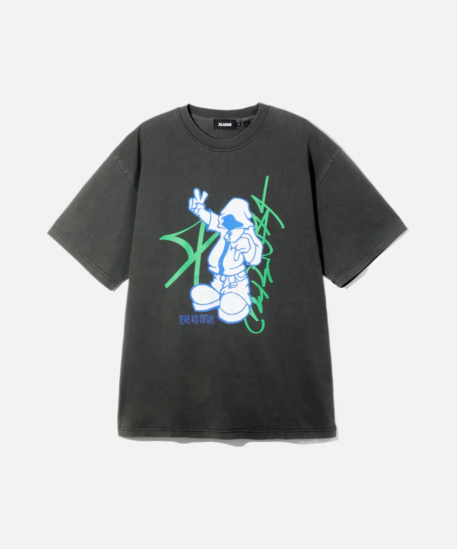 XLarge - Pigment Dyed Peace and Fortune SS Tee - Black - T-shirts - F201253011015