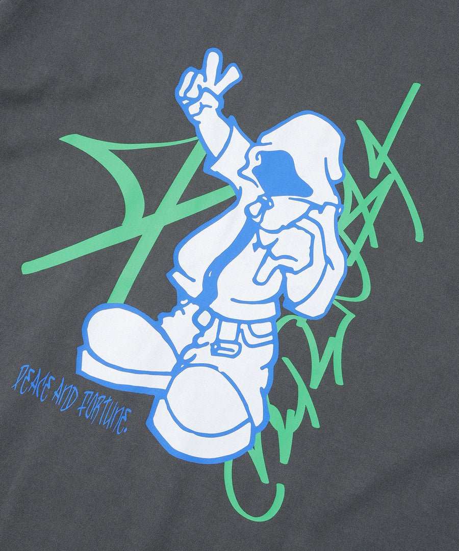 XLarge - Pigment Dyed Peace and Fortune SS Tee - Black - T-shirts - F201253011015