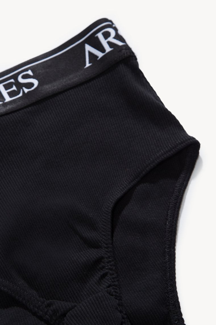Aries Arise - Rib Highwaist Brief Black - Femme-Accessoires-SRAR00127