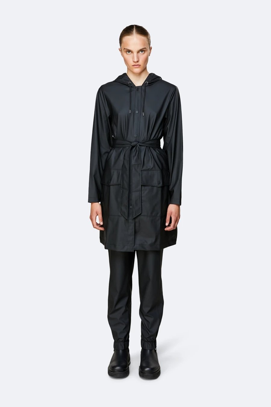 Rains - Belt Jacket Black-Vestes et Manteaux-1824