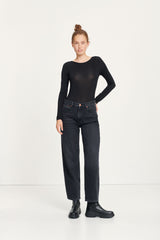 Samsoe Samsoe Femme - Organic Denim - Elly Jeans 13029 Mom Fit - Black Snow-Jupes et Pantalons-F20500179