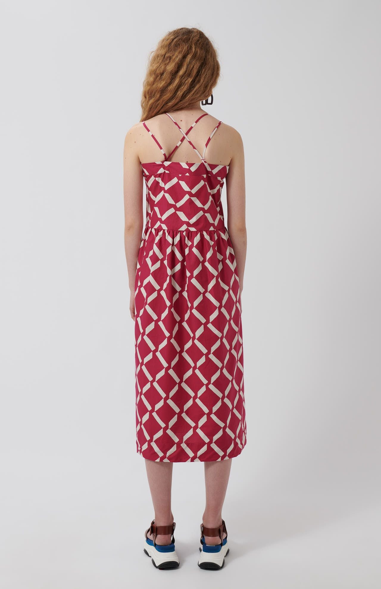 Loreak - Valeria - Robe Midi Rouge à bretelles croisés-Robes-