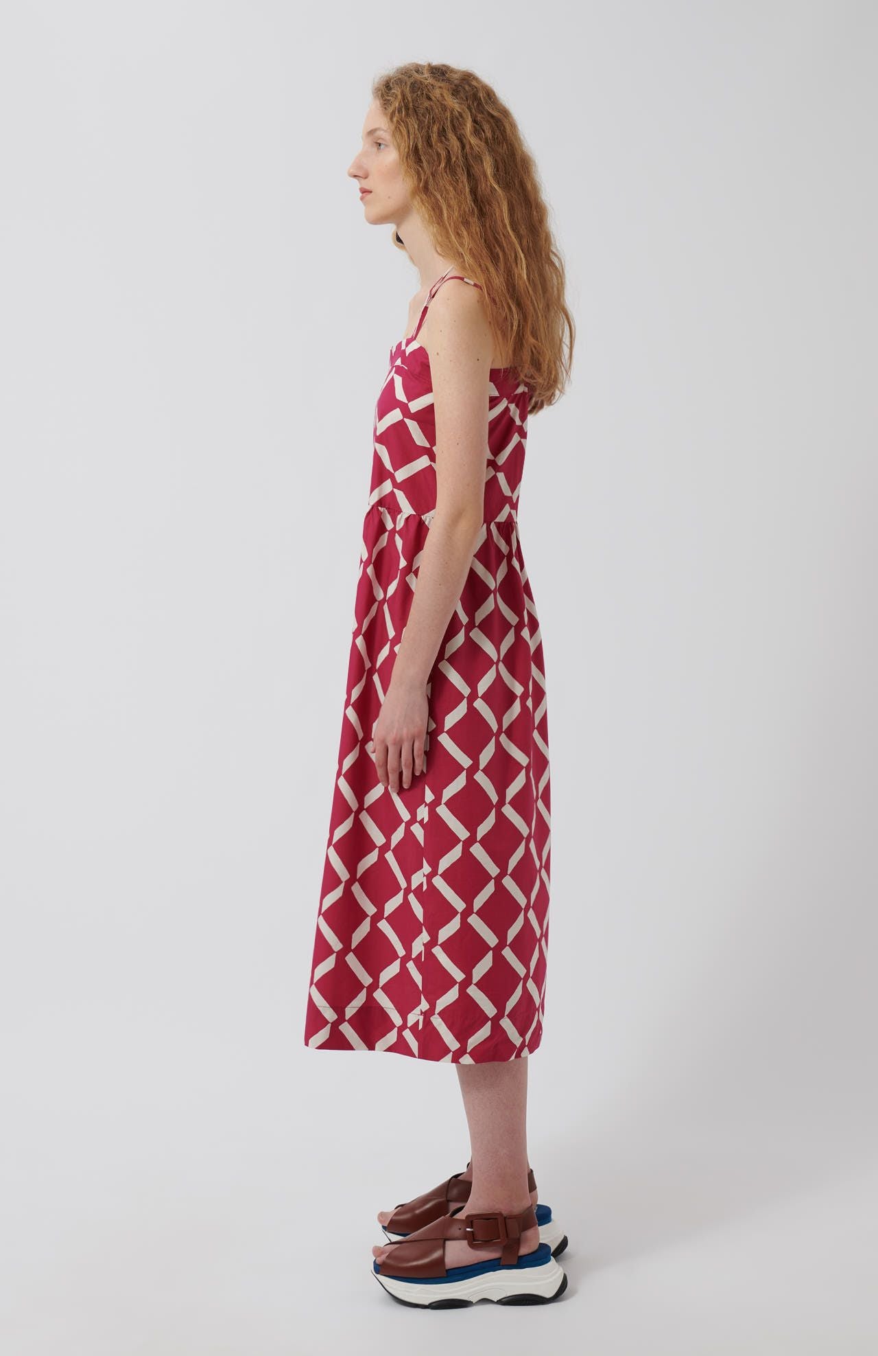 Loreak - Valeria - Robe Midi Rouge à bretelles croisés-Robes-