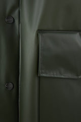 Rains – Hooded Coat Foggy Green – Veste Longue Imperméable Unisexe Verte Kaki Transparente-Vestes et Manteaux-1269