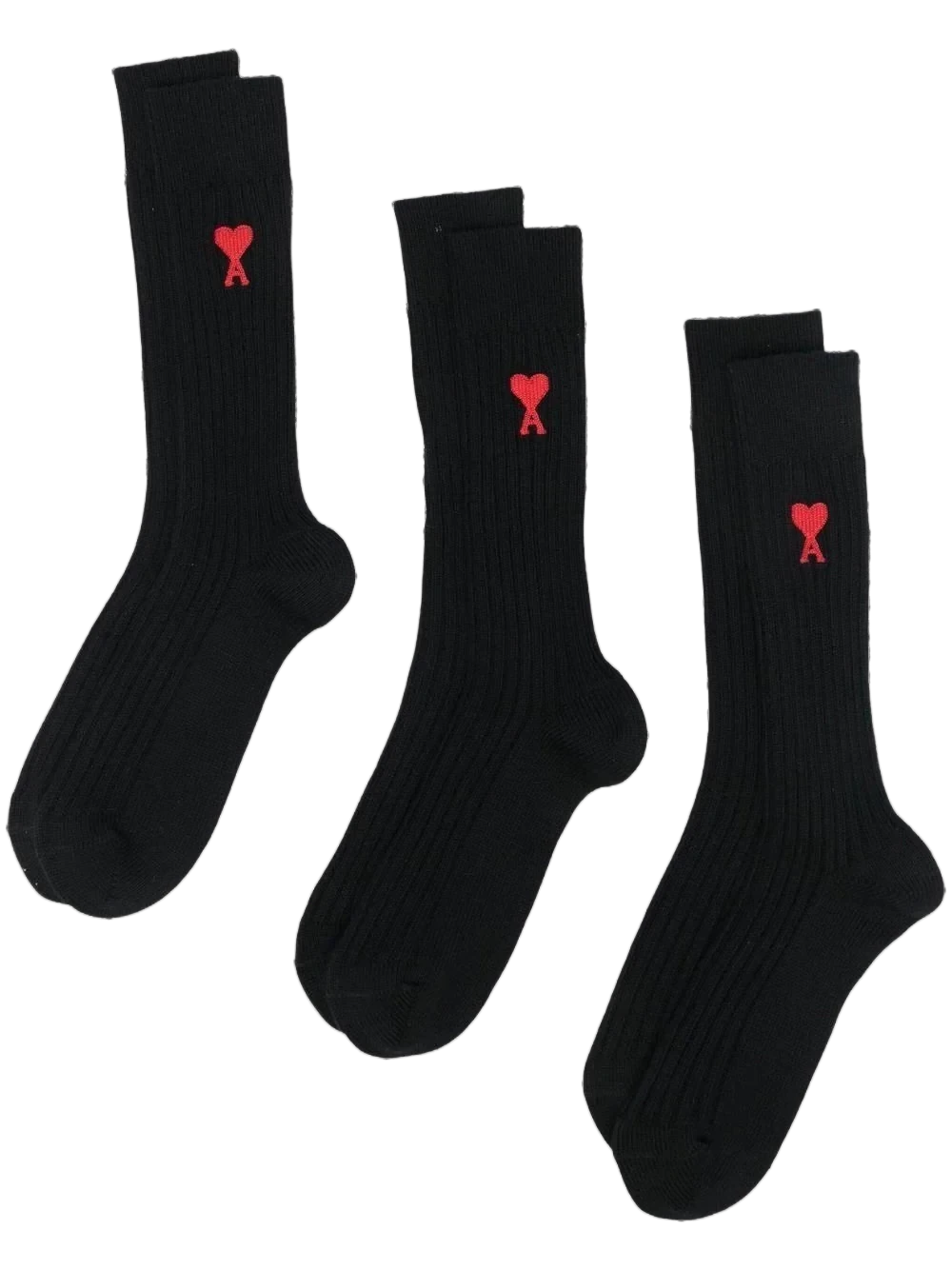 Ami - Chaussettes Hautes Côtelées - Noir-chaussettes-52057