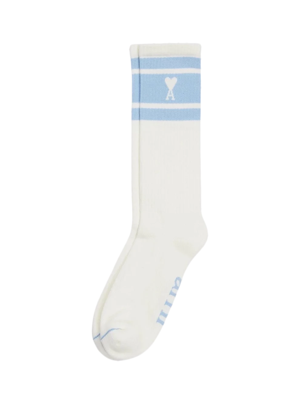 Ami Paris - Chaussettes à rayures Ami de Coeur - Blanc et Bleu Ciel-chaussettes-USC001.AW0015