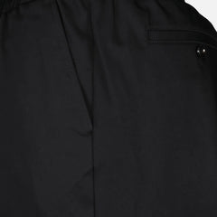 Ami Paris - Pantalon Taille Élastique en satin de coton (SS24) - Noir-Pantalons et Shorts-HTR206.CO0009