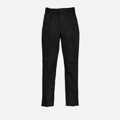 Ami Paris - Pantalon Taille Élastique en satin de coton (SS24) - Noir-Pantalons et Shorts-HTR206.CO0009