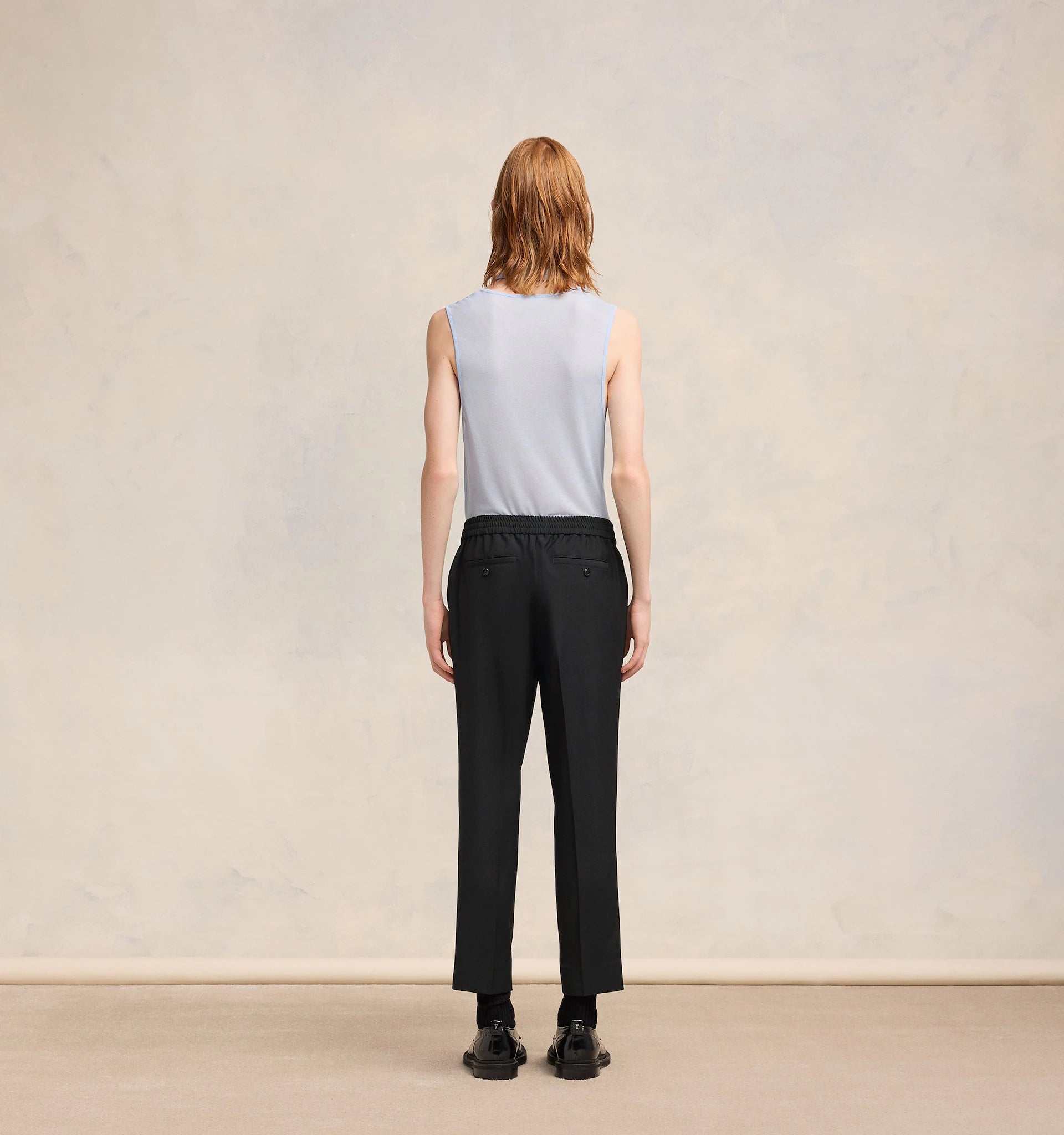 Ami Paris - Pantalon Taille Elastiquée - Noir-Pantalons et Shorts-HTR206.WV0044