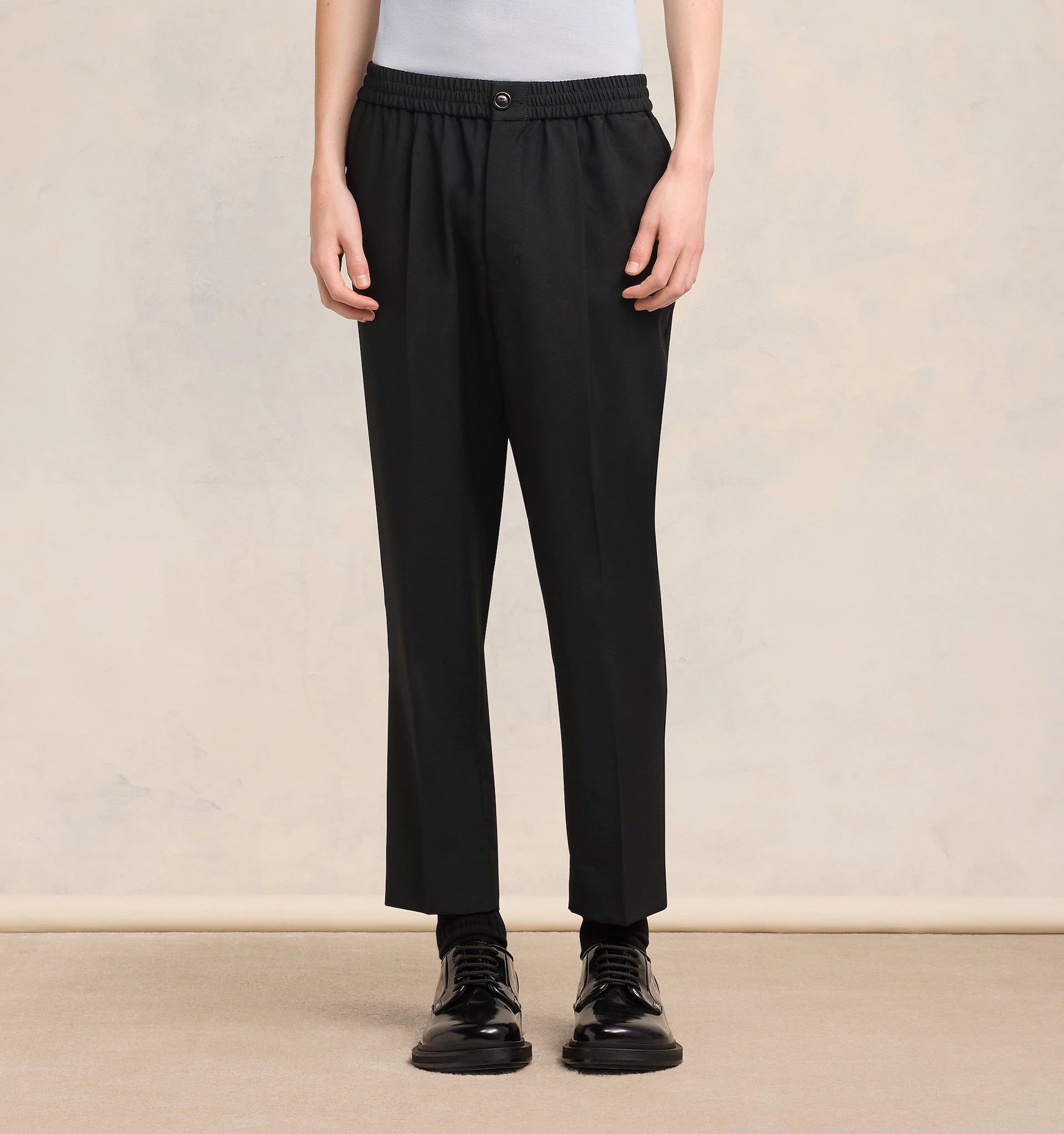 Ami Paris - Pantalon Taille Elastiquée - Noir-Pantalons et Shorts-HTR206.WV0044