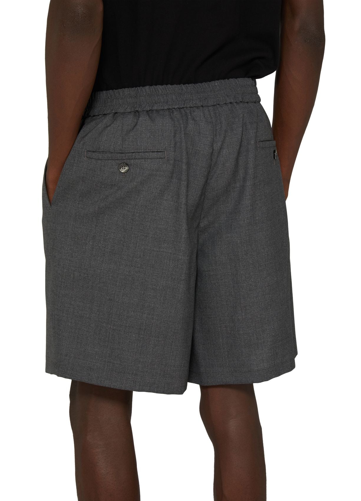 Ami Paris - Short Taille Elastiquée - Gris chiné-Pantalons et Shorts-HSO303.WV0043