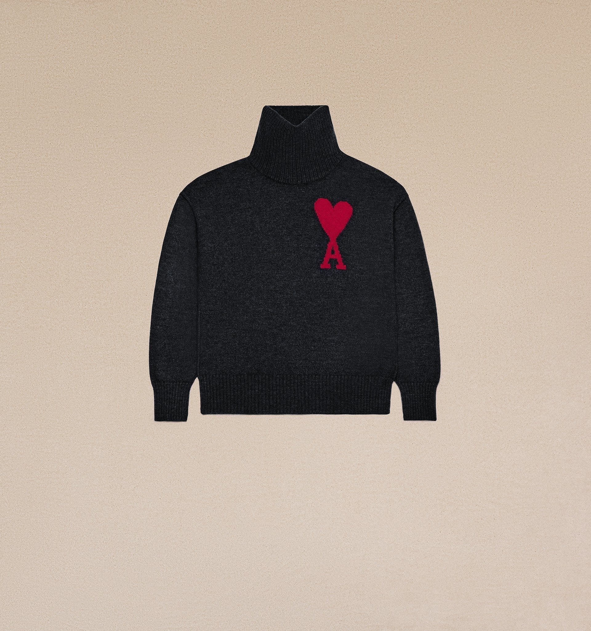 Ami Paris - Pull col Cheminée Ami de Cœur - Noir et Rouge-Pulls et Sweats-BFUKS406