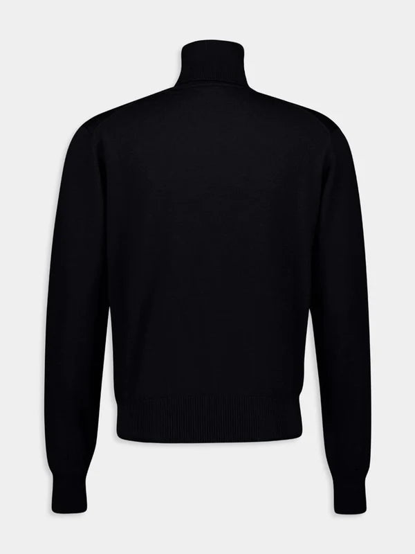 Ami Paris - Pull Col roulé avec Broderie Ami de coeur - Noir-Pulls et Sweats-HKS411.KN0025