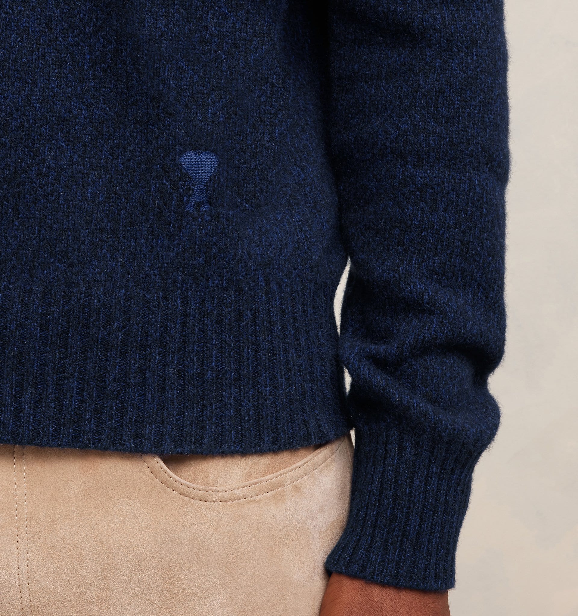 Ami Paris - Pull en Cachemire - Bleu Nuit-Pulls et Sweats-HKS127.005430