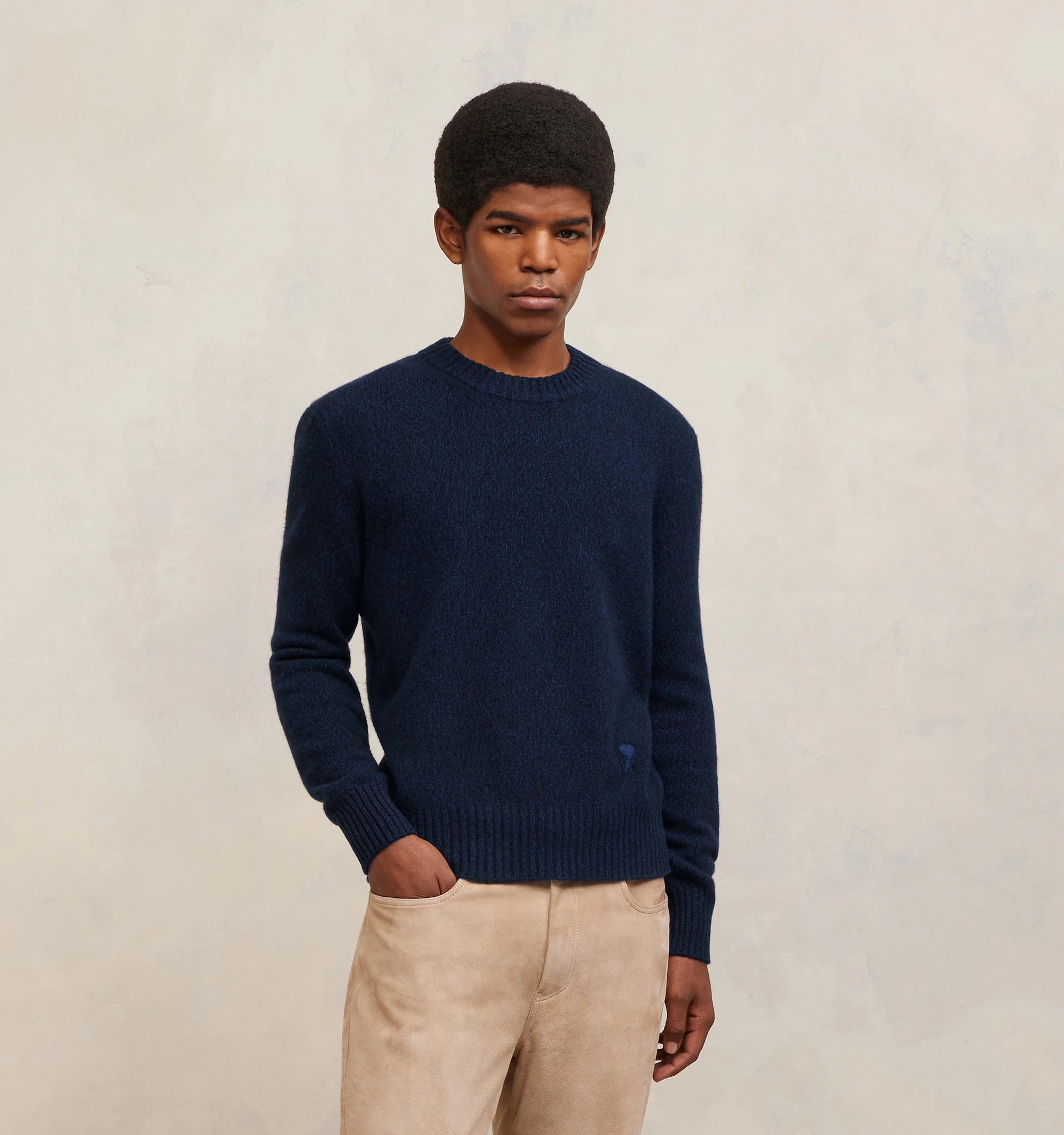 Ami Paris - Pull en Cachemire - Bleu Nuit-Pulls et Sweats-HKS127.005430