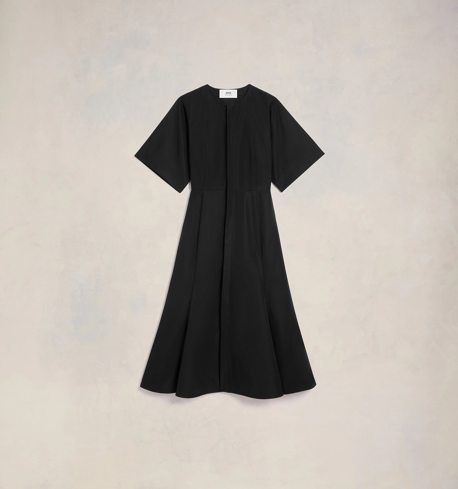 Ami Paris - Robe Midi Avec Patte Cachée - Noir-Robes-FDR216.CO0064