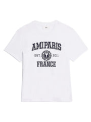 Ami Paris - T-shirt Ami Paris France - Blanc et Bleu Marine-T-shirts-HTS008.726