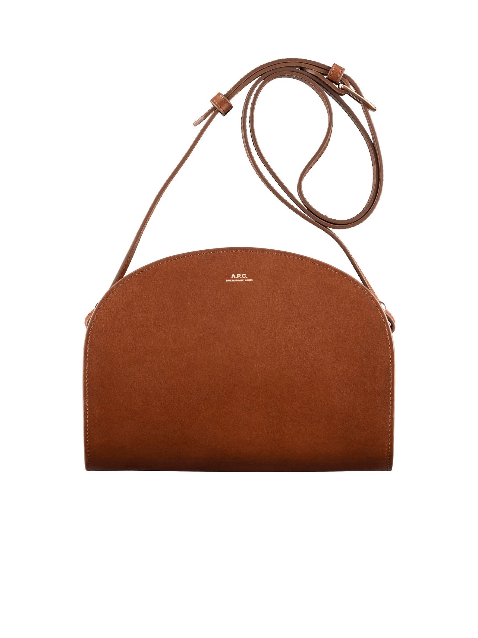 A.P.C - Sac Demi-Lune Cuir Lisse Couleur Noisette-Accessoires-PXAWV-F61048